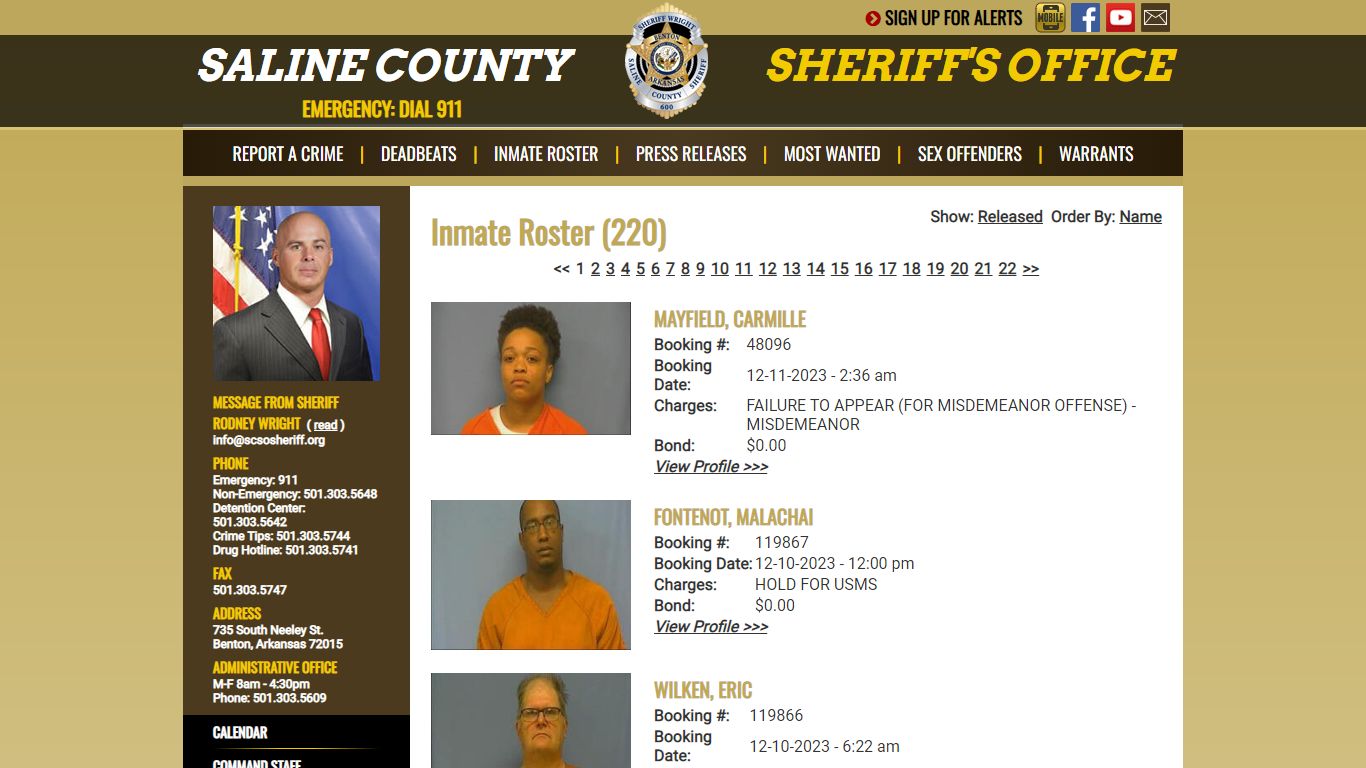Inmate Roster (229) - Saline County Sheriff's Office